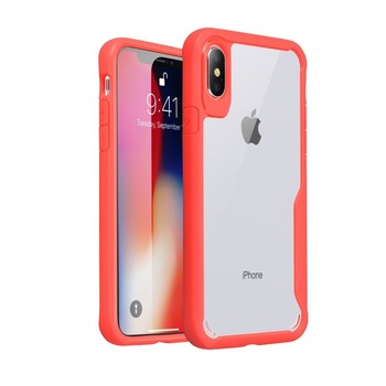 Husa iPhone XR, Hybrid Antisoc, carcasa spate PC cu cadru TPU dur, Rosu