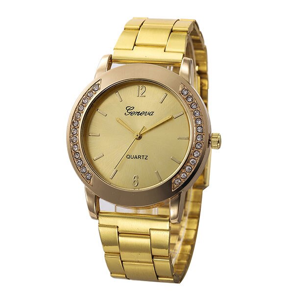 Ceas Dama Quartz Geneva Casual Elegant Gold, CP99906GD, curea din metal (zale), afisaj analog