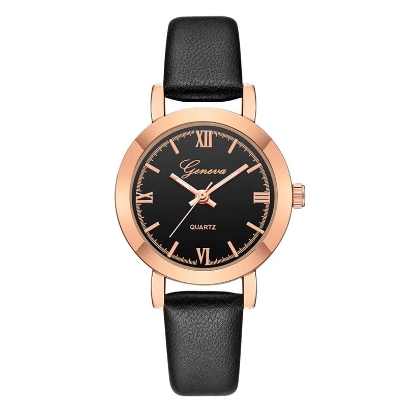 Ceas dama casual Geneva Melanie, negru-rose gold