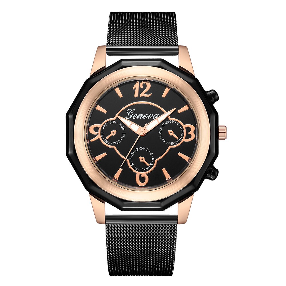 Ceas dama casual Geneva Ortensia, negru-negru