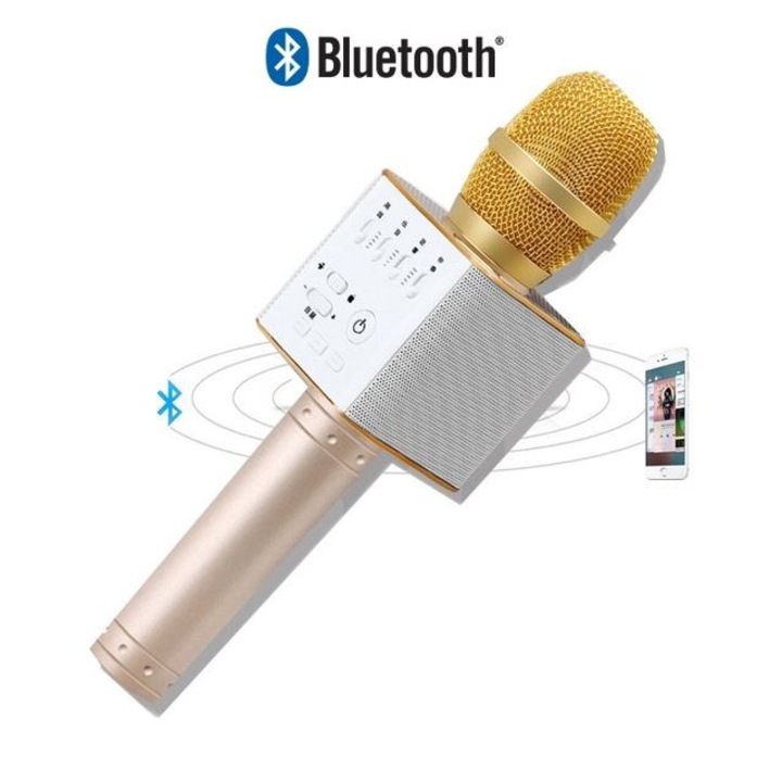 Блутут караоке микрофон Lux-Q7, Безжичен с вграден говорител
