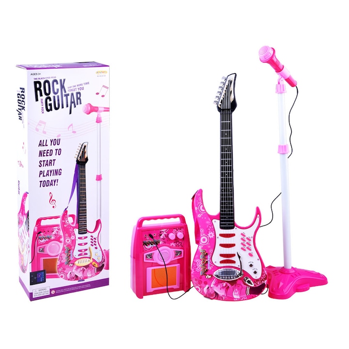 Elektromos gitár mikrofonnal és erősítővel lányoknak