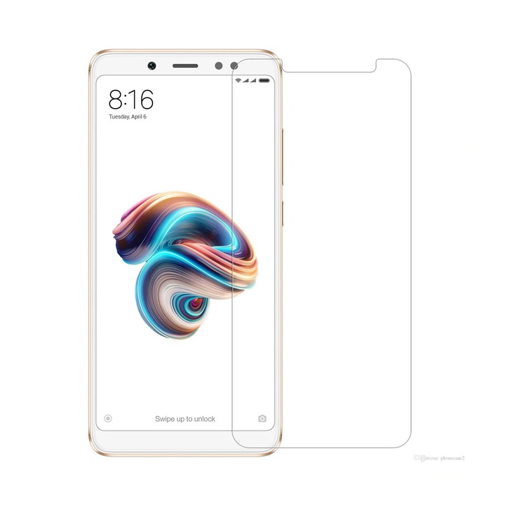 Folie protectie, Detech, Sticla, Compatibila cu Xiaomi Redmi Note 5 Pro, 0.3mm, Transparent