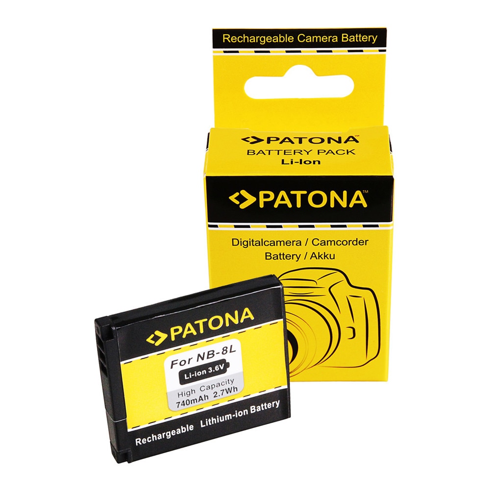 Pile 9v Duracell PATONA NB-8L Batterie 740mAh Compatible Avec Canon PowerShot A2200 Is A3000 Is