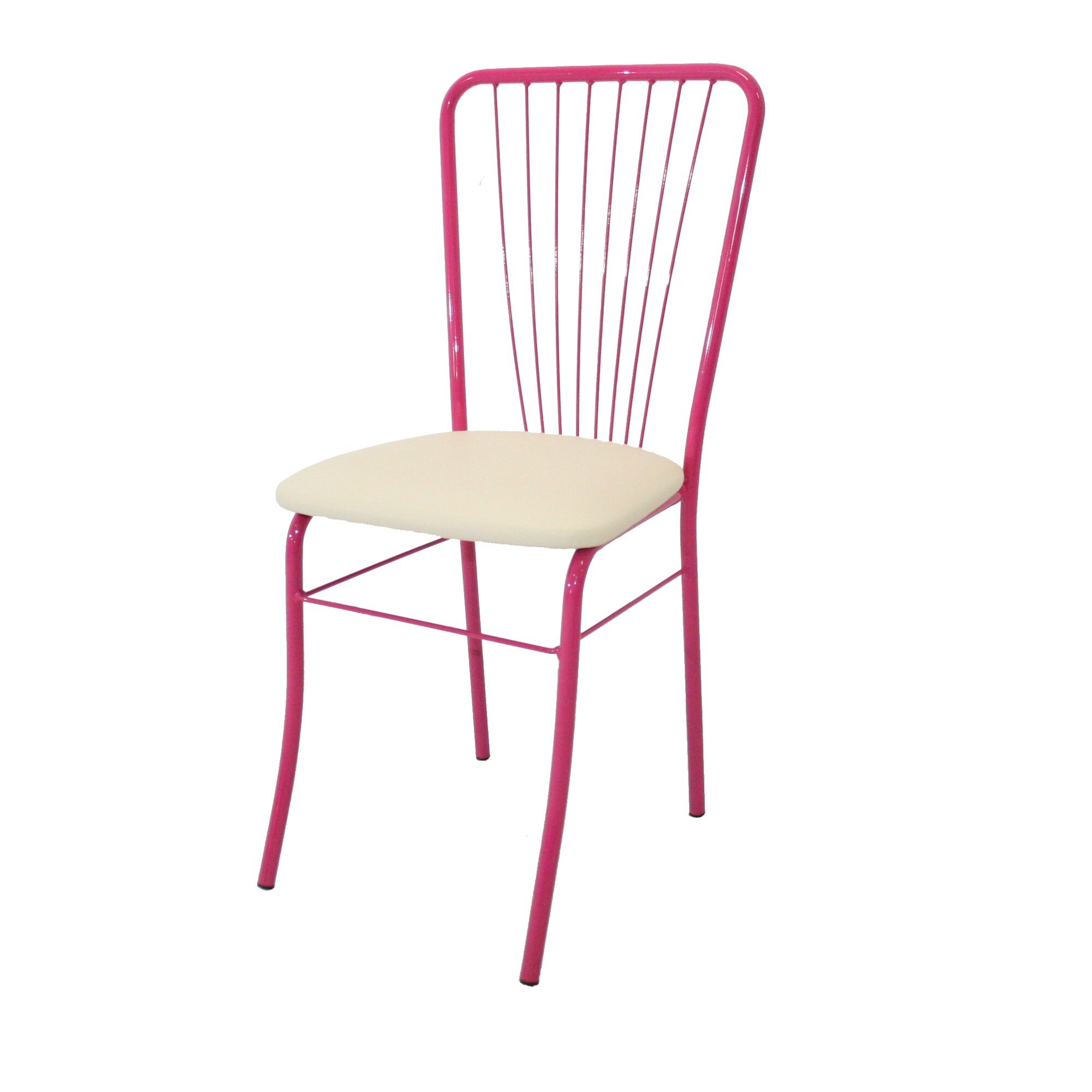 Scaun Nera 8 Vopsit, Piele Ecologica, Roz/Crem