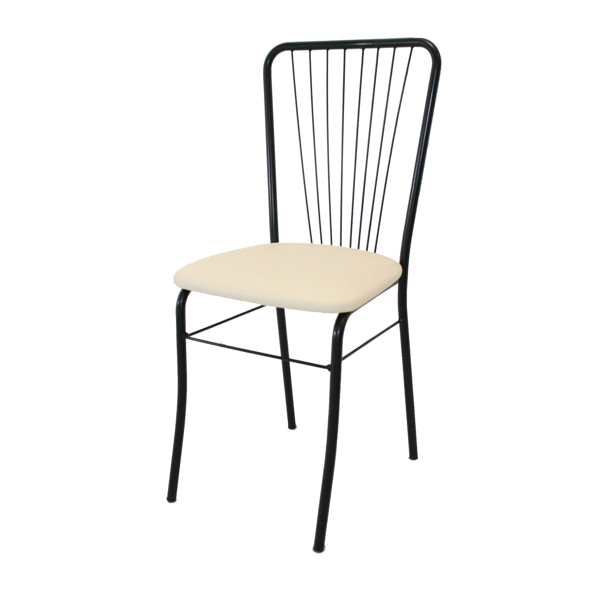 Scaun Nera 8 Vopsit, Piele Ecologica, Negru/Crem