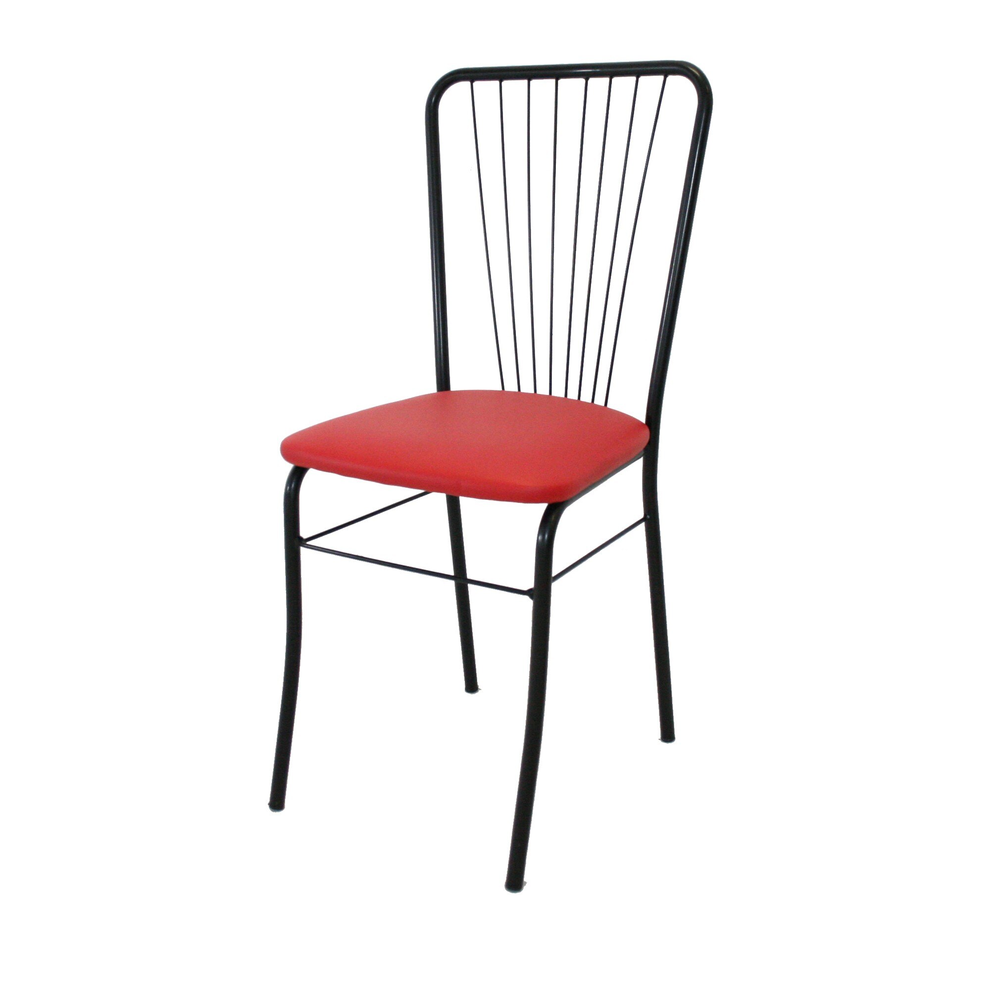 Scaun Nera 8 Vopsit, Piele Ecologica, Negru/Rosu