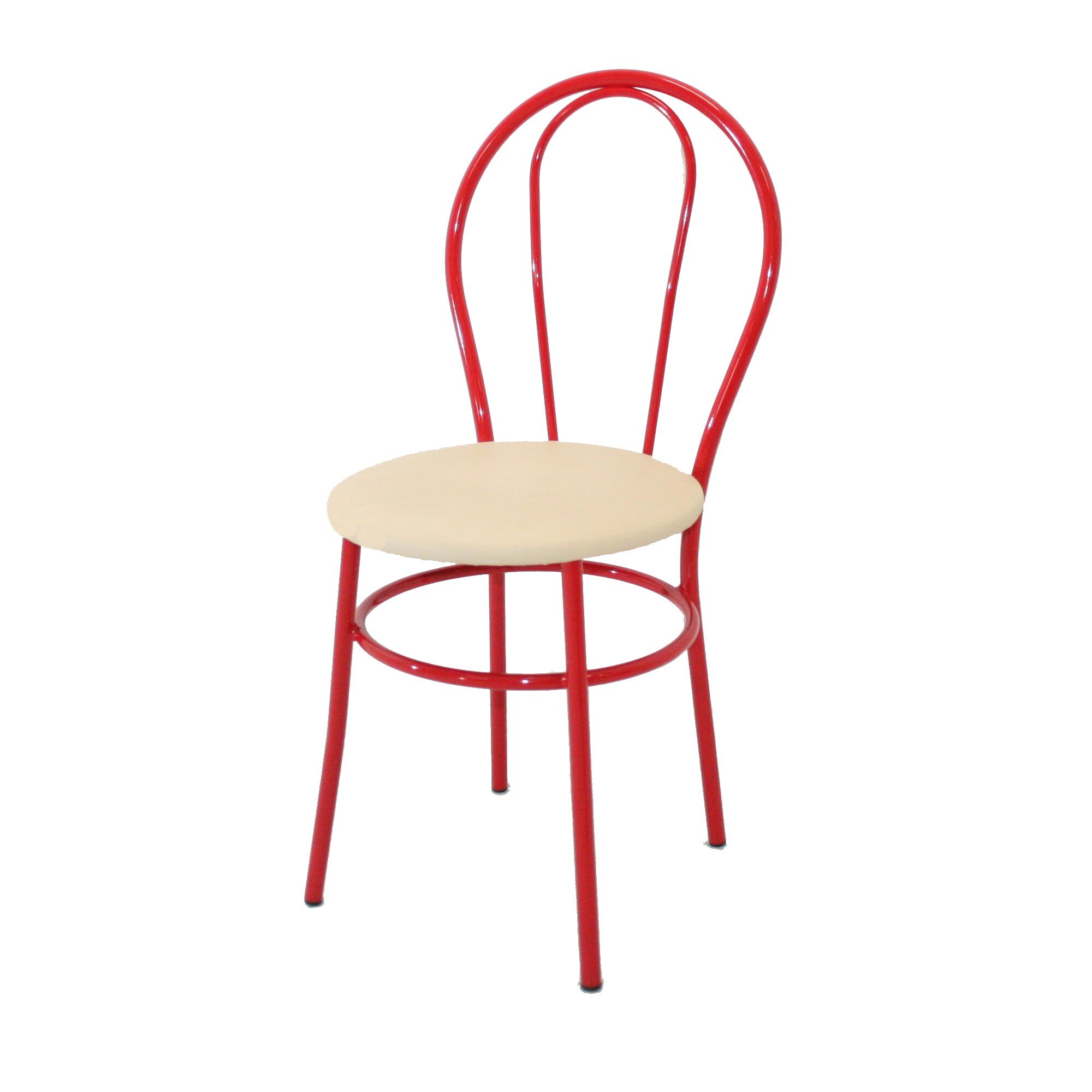 Scaun Tulip Vopsit, Piele Ecologica, Rosu/Crem