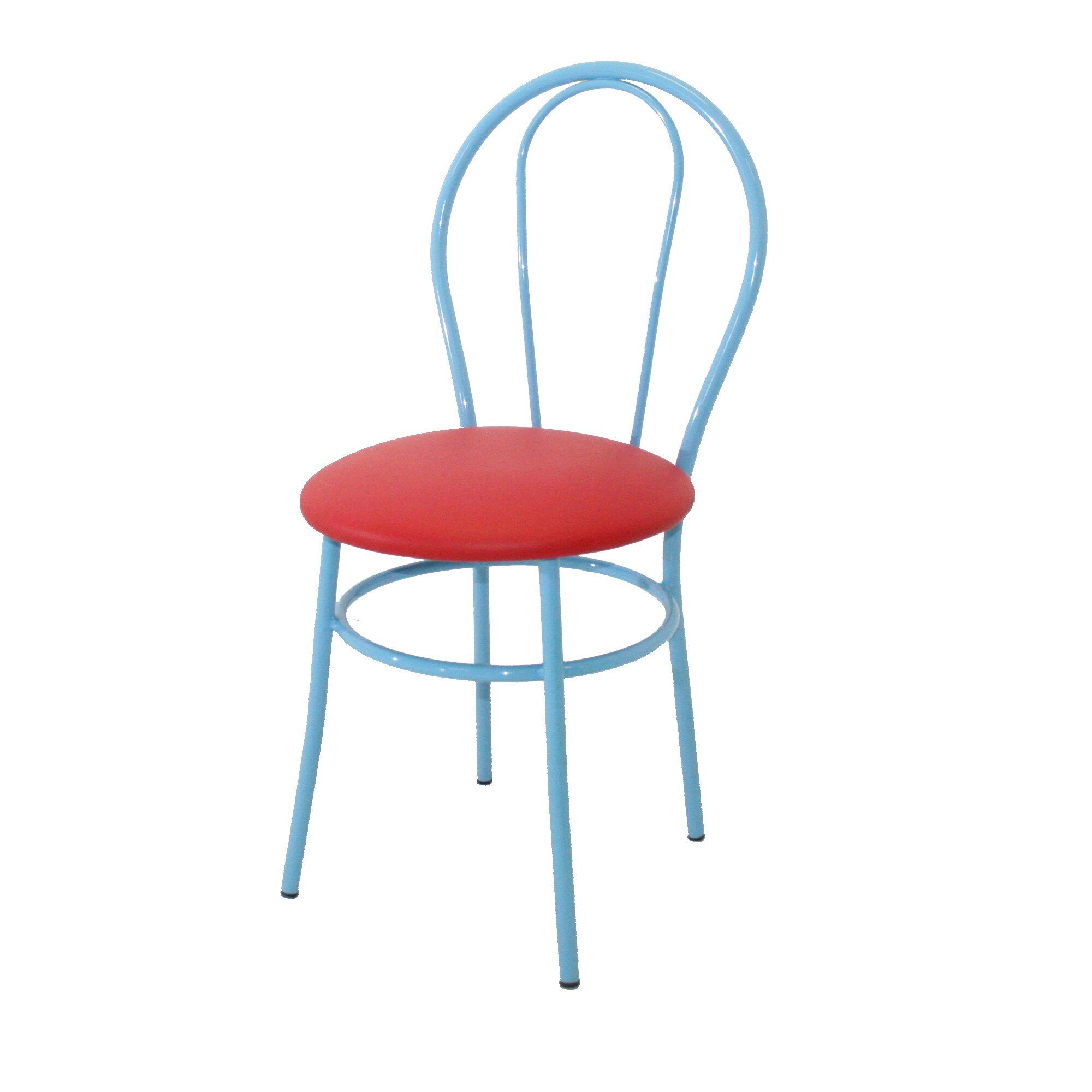 Scaun Tulip Vopsit, Piele Ecologica, Albastru/Rosu