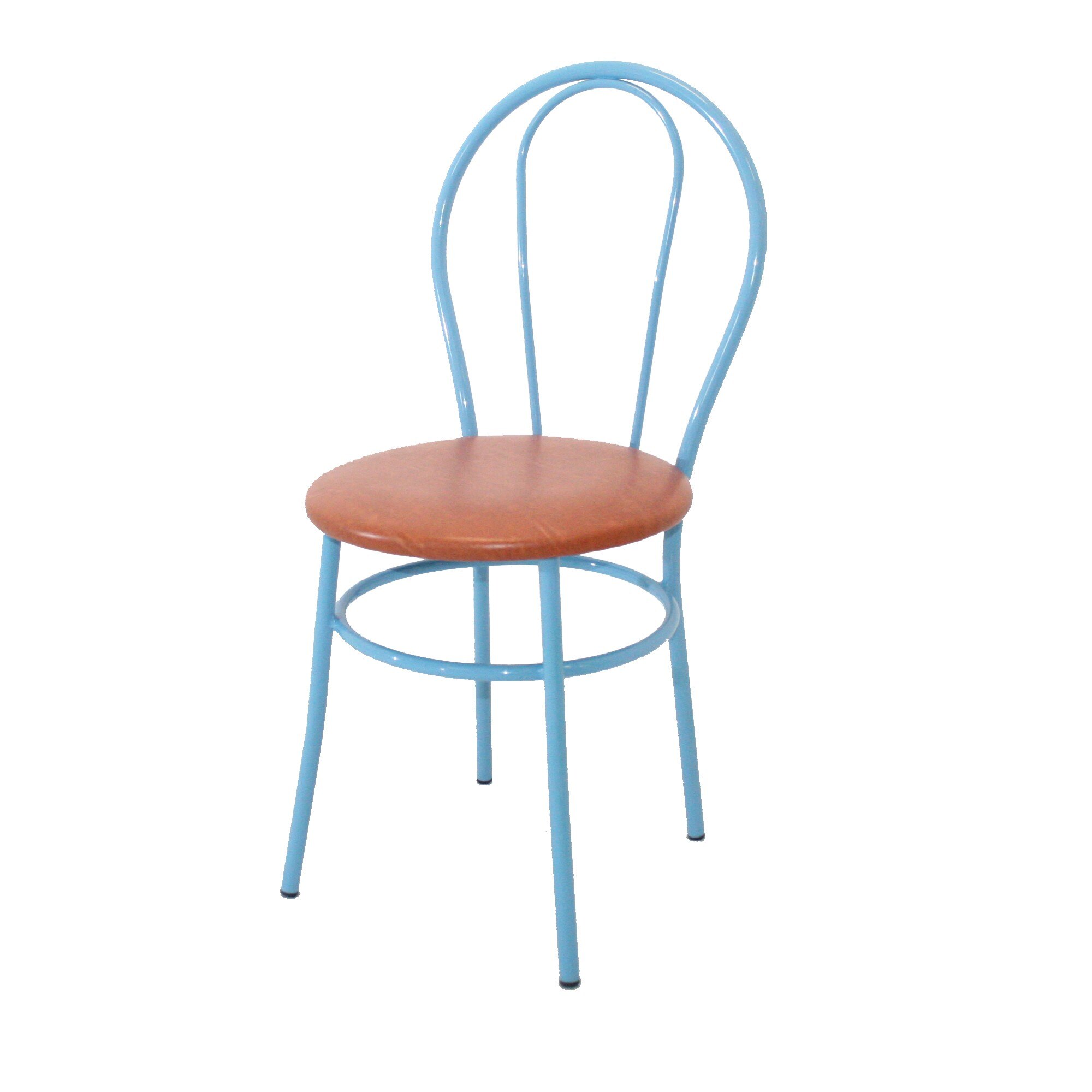 Scaun Tulip Vopsit, Piele Ecologica, Albastru/Cires