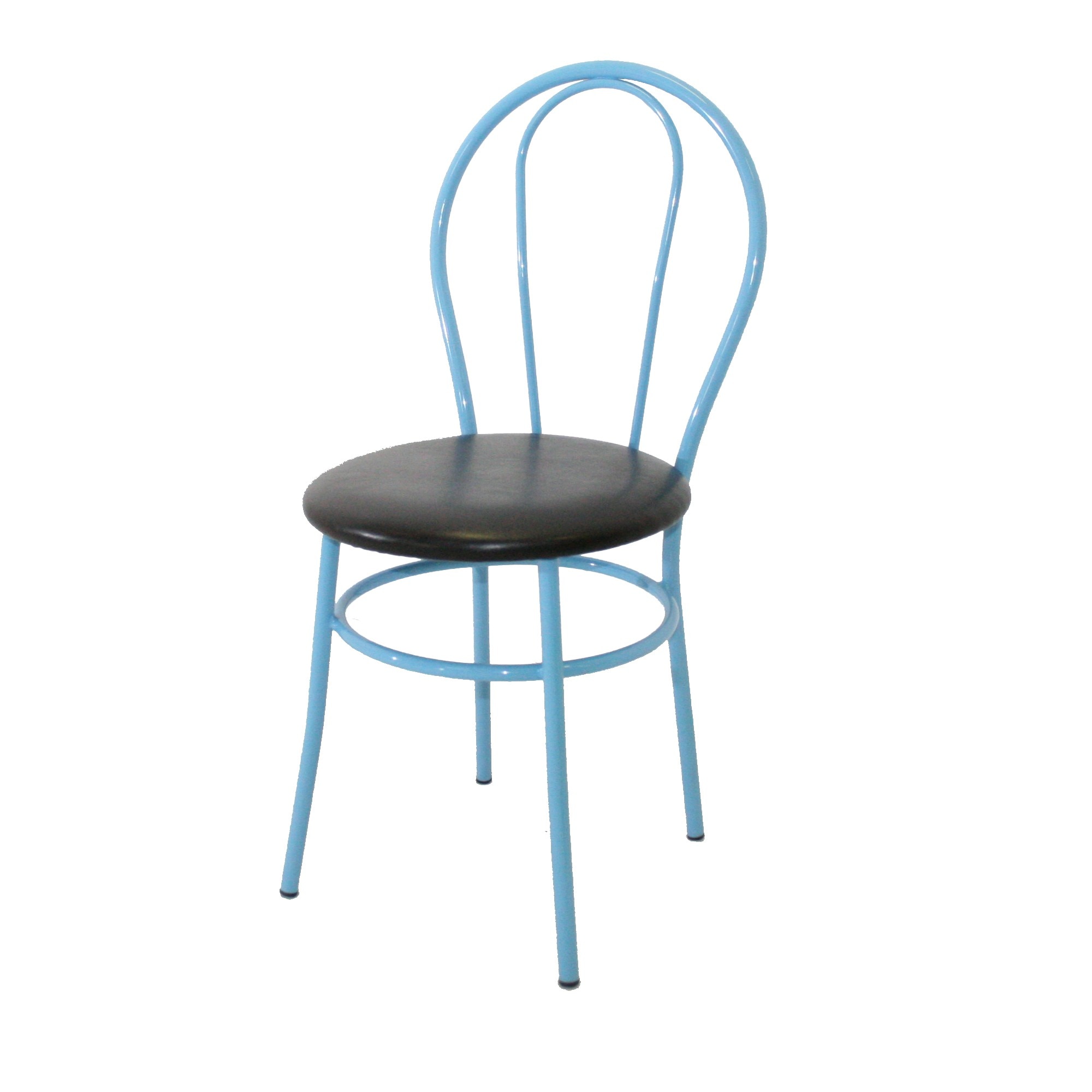 Scaun Tulip Vopsit, Piele Ecologica, Albastru/Wenge