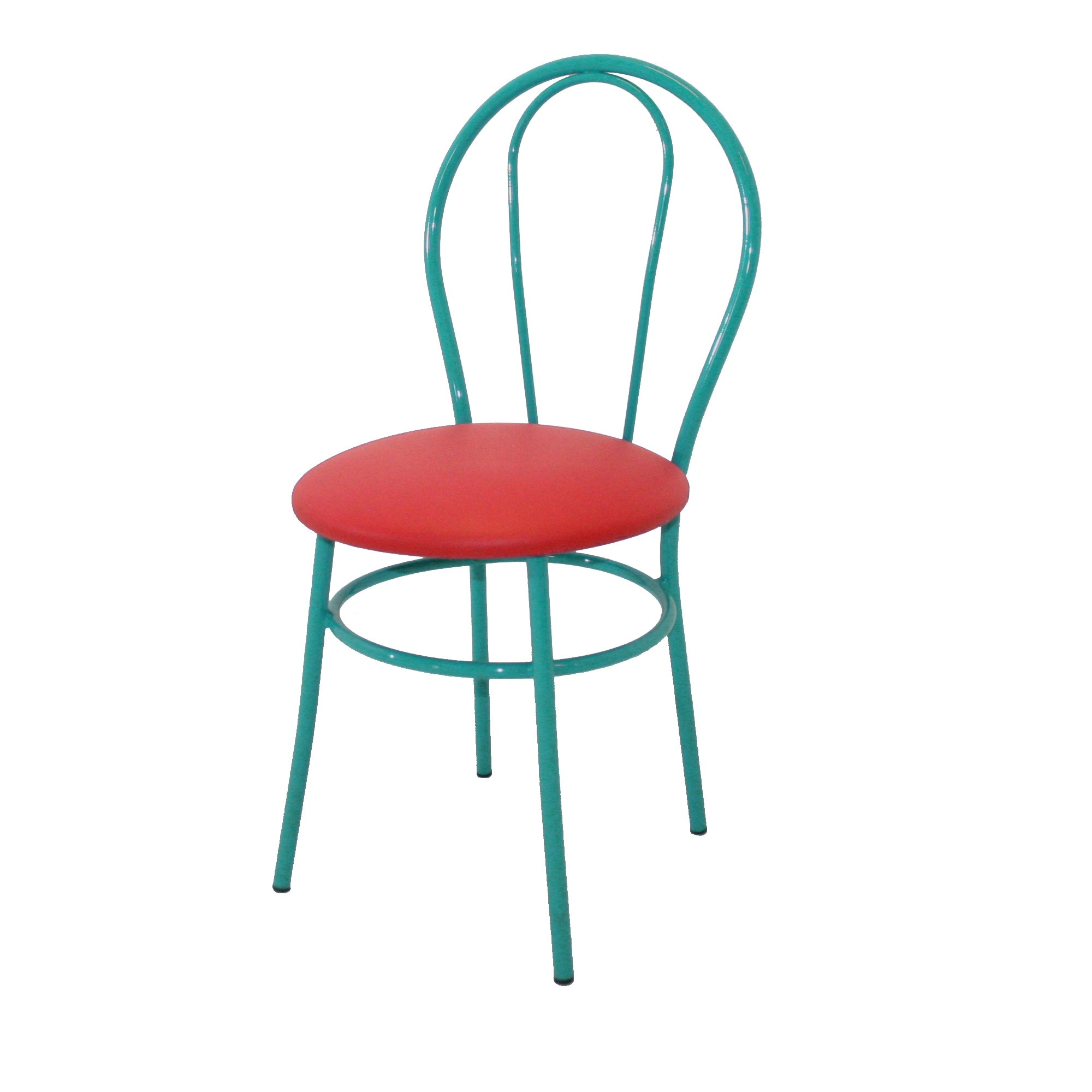 Scaun Tulip Vopsit, Piele Ecologica, Verde/Rosu