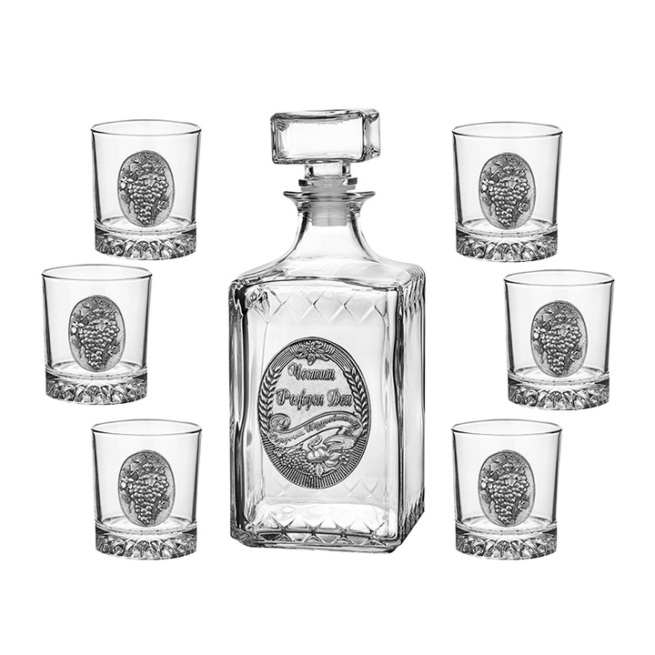 Сет чаши+бутилка Димс-92 Сет 6 чаши+бутилка ЧРД грозд DG011