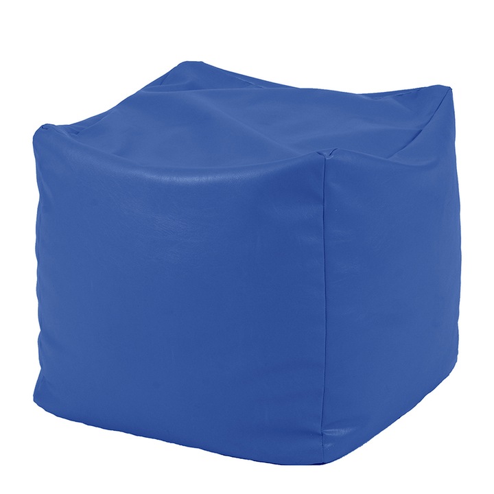 Пуф Pufrelax, 130л., Табуретка Куб XL - Bluemarin, Еко кожа, Пълнеж от Полистиролни перли