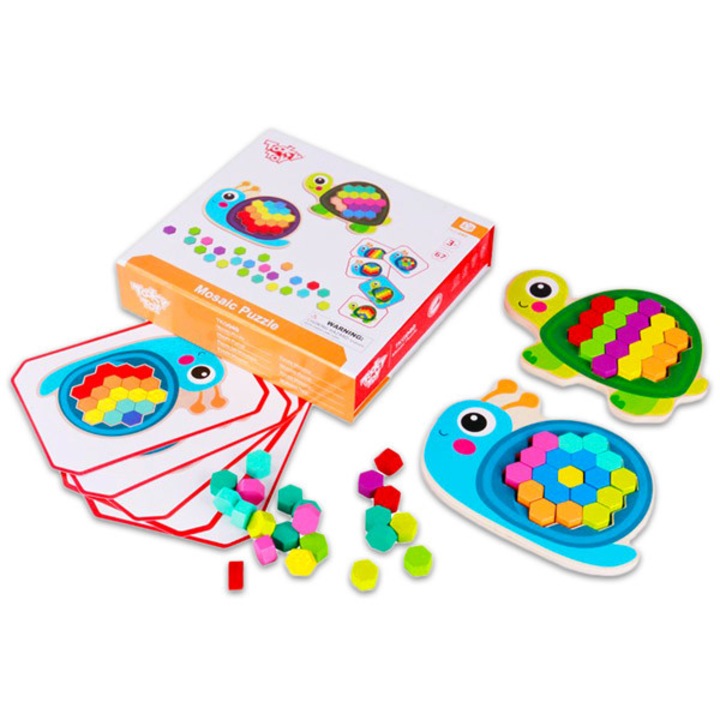 Teknős és csiga fa mozaik puzzle