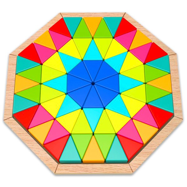 Puzzle octogonal din lemn colorat