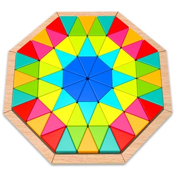 Puzzle octogonal din lemn colorat Puzzle octogonal din lemn colorat