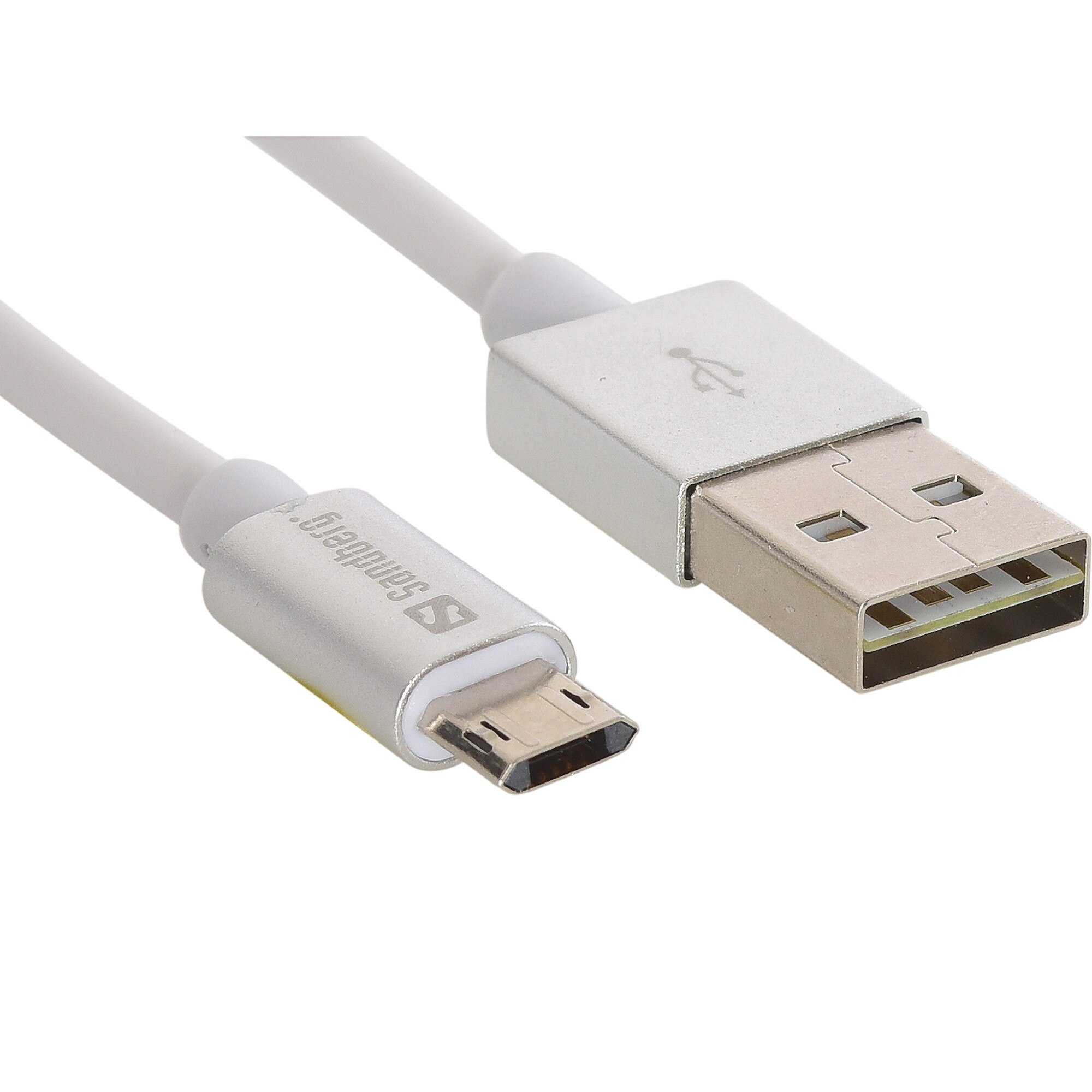 Cablu de date reversibil , Sandberg , MicroUSB / USB , 1m , alb