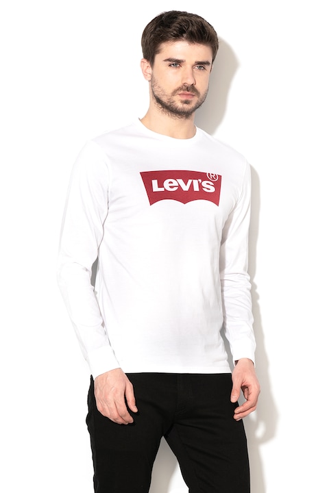 Levi's, Памучна блуза с лого, Бял