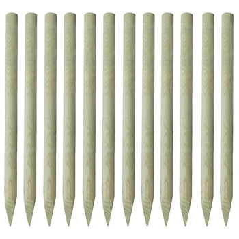 Set de 12 stalpi pentru gard, vidaXL, Lemn tratat, 5 x 150 cm Set de 12 stalpi pentru gard, vidaXL, Lemn tratat, 5 x 150 cm