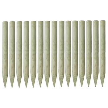 Set de 4 stalpi ascutiti pentru gard, vidaXL, Lemn de pin tratat, 4 x 100 cm, Maro Set de 4 stalpi ascutiti pentru gard, vidaXL, Lemn de pin tratat, 4 x 100 cm, Maro