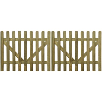 Set de 2 porti din scanduri de lemn tratat, vidaXL, Lemn, 300 x 120 cm, Maro Set de 2 porti din scanduri de lemn tratat, vidaXL, Lemn, 300 x 120 cm, Maro