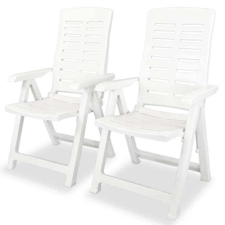 vidaXL 2 db fehér dönthető műanyag kerti szék 12.4 kg