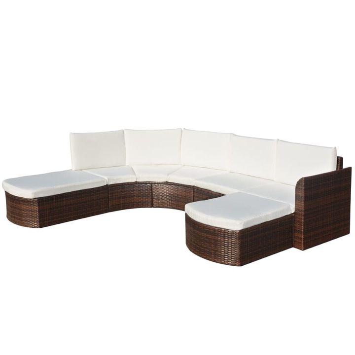 vidaXL 4-részes barna polyrattan kerti bútorszett párnákkal 45.3 kg 43298