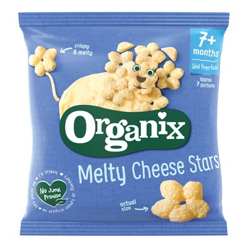 Snack din porumb expandat Bio Organix cu Cascaval, 20 g, de la 7 luni Snack din porumb expandat Bio Organix cu Cascaval, 20 g, de la 7 luni