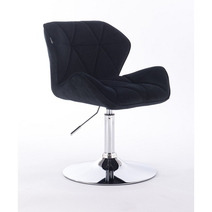 Hrove-Form Votana HR111N, Fekete Modern Velúr Gázliftes Szék Krómozott lábbal