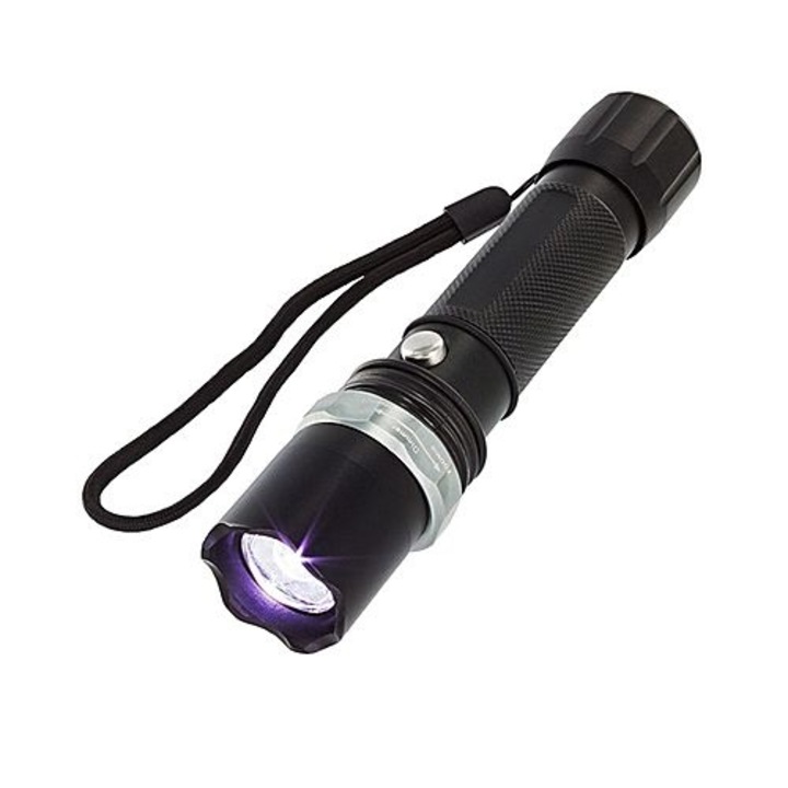 Акумулаторен Фенер LED SWAT Flashlight, Водоустойчив, Черен + подарък хенд грип за трениране на предмишницата