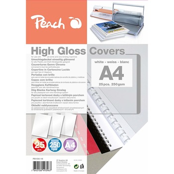 Coperta A4 alba lucioasa 250gsm Peach 25/set PB100-16 Coperta A4 alba lucioasa 250gsm Peach 25/set PB100-16