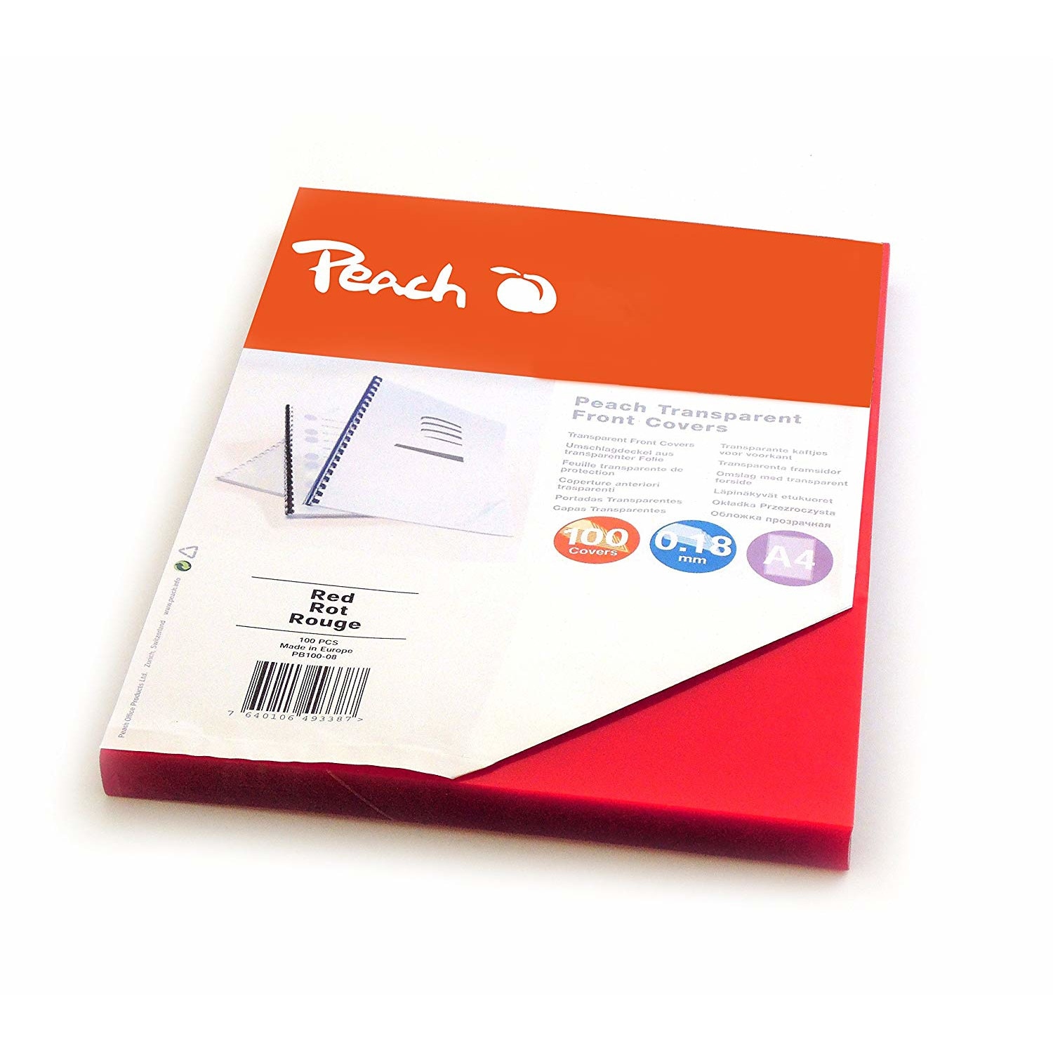 Coperta A4 PP rosu 0.18mm Peach 100/set PB100-08