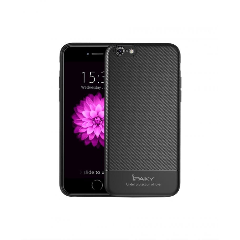 Husa iPaky Carbon Fiber Deluxe - iPhone 6 / 6S - Negru - Silicon