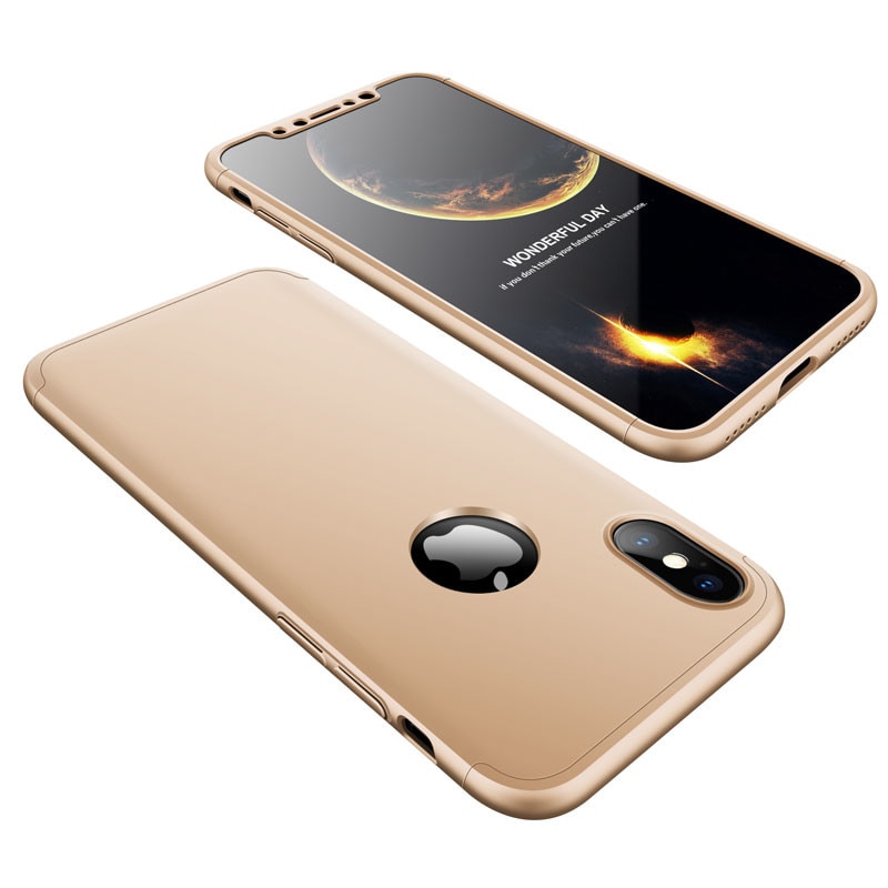 Husa Full cover GKK (fata + spate) pentru iPhone X/XS, aurie