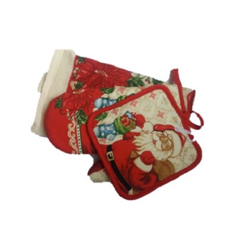 Set bucatarie 3 piese , model Mos Craciun