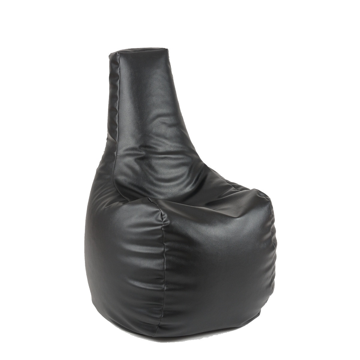 Fotoliu (Mediu) Sunlounger - Negru (piele eco) umplut cu perle polistiren (fotoliu para marca Pufrelax) Fabricat in Romania