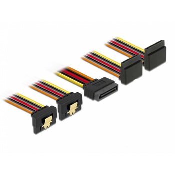 Cablu de alimentare SATA 15 pini la 2 x SATA unghi sus + 2 x SATA unghi jos 15cm, Delock 60153 Cablu de alimentare SATA 15 pini la 2 x SATA unghi sus + 2 x SATA unghi jos 15cm, Delock 60153