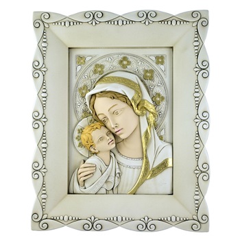 Icoana Italia lucrata in rasina - Maica sfanta si pruncul Iisus - Pictata manual Icoana Italia lucrata in rasina - Maica sfanta si pruncul Iisus - Pictata manual