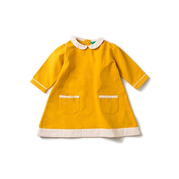 Rochie Soare de catifea, bumbac organic, galben, bebe Rochie Soare de catifea, bumbac organic, galben, bebe