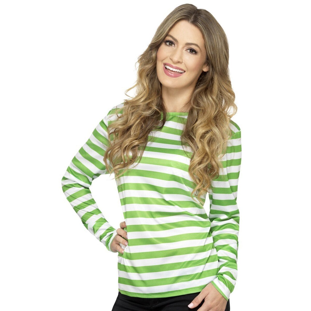 Bluza cu dungi verzi si maneca lunga L