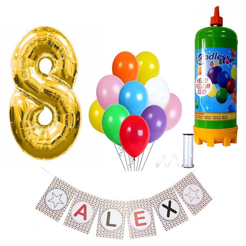Throb story Agnes Gray Set articole petrecere copii balon cifra 8, banner personalizat, butelie  heliu si 10 baloane latex - eMAG.ro