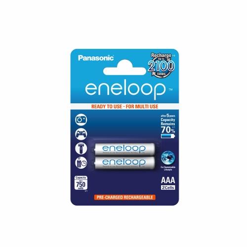 Acumulatori Panasonic Eneloop AAA, 750mAh, 2100 cicluri, preincarcati, blister 2 bucati