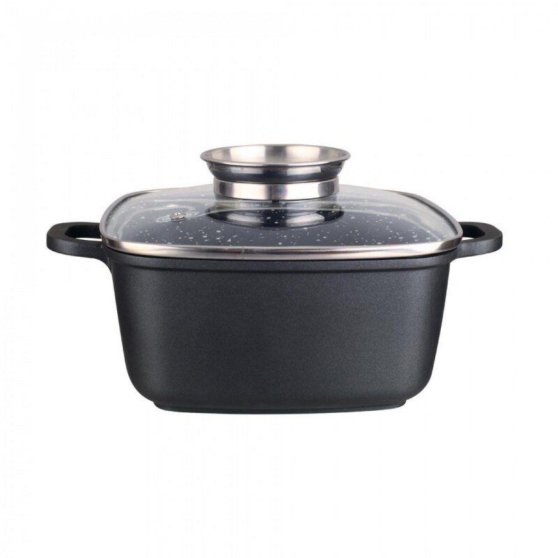 Roaster patrat Zephyr, negru, marmorat interior, 24x24 cm, 4.4L