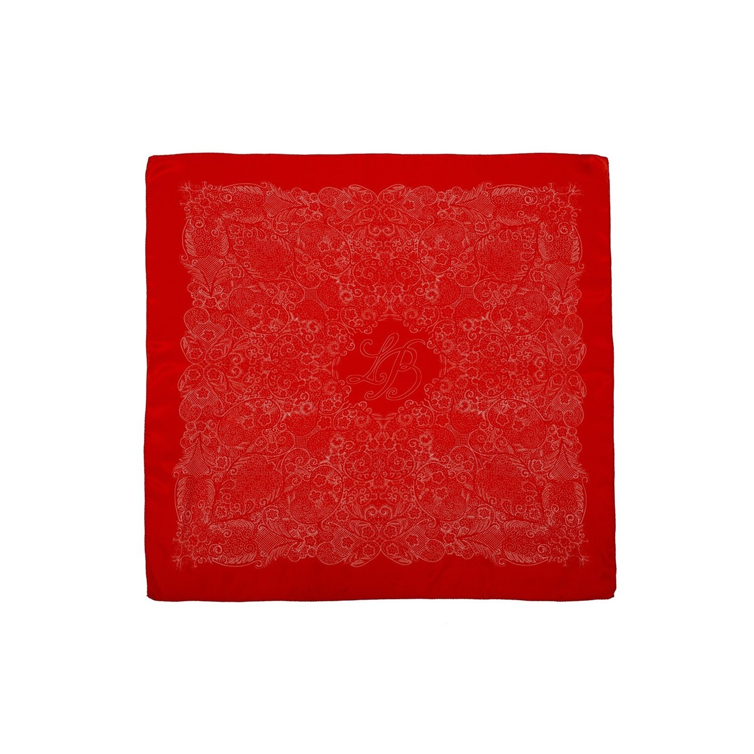 Esarfa matase naturala geometric simplu rosu