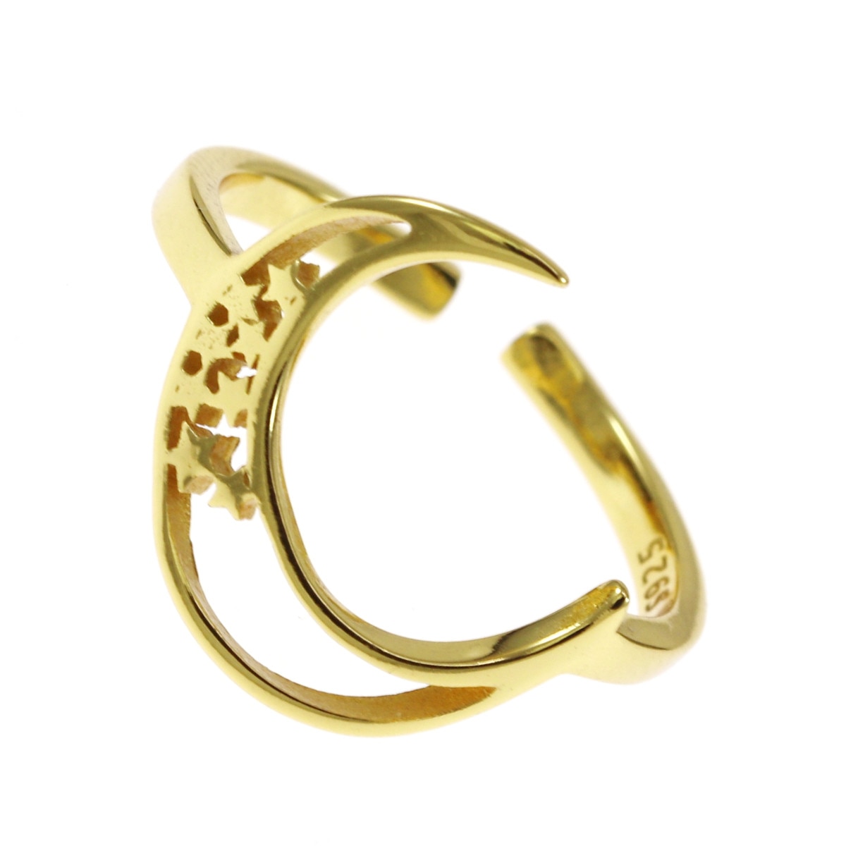 Inel IJOO, din argint 925 placat cu aur, Moon&Stars