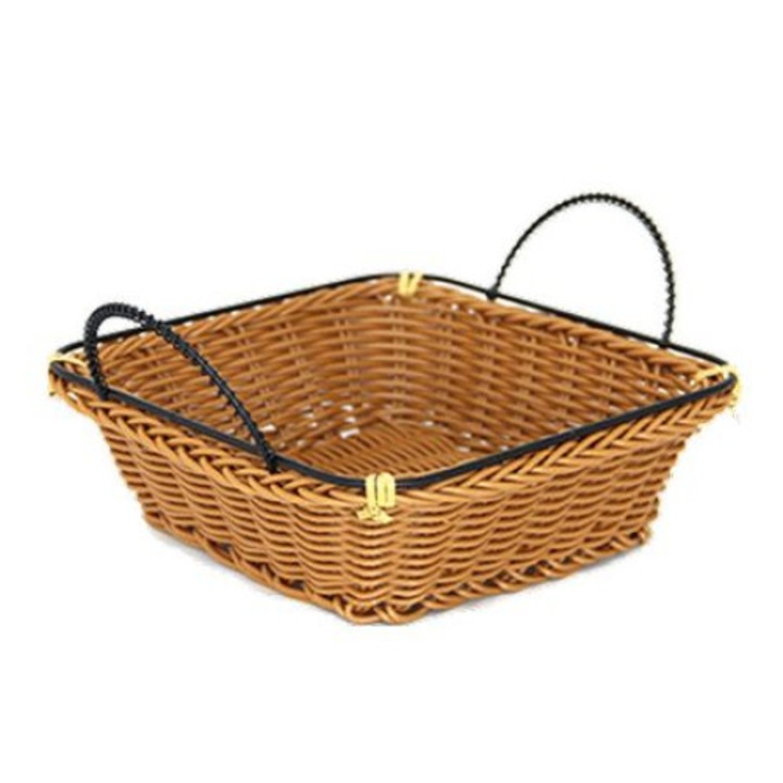 Cos paine , fructe, legume patrat servire cu manere RAKI 18x18cm rezistent la apa culoare cafea