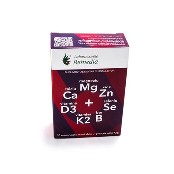 Ca+Mg+Zn+D3+Se, 30 comprimate, Remedia Ca+Mg+Zn+D3+Se, 30 comprimate, Remedia