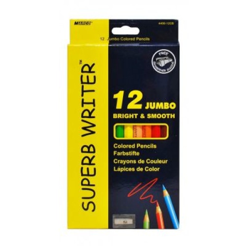 Set 12 creioane colorate Jumbo + 1 ascutitoare Superb Writer, Marco