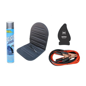 Pachet auto de iarna - spray 750 ml pentru dezghetare parbriz + husa auto cu incalzire premium + Cabluri curent baterie 400 A + Odorizant Metru Patrat CADOU Pachet auto de iarna - spray 750 ml pentru dezghetare parbriz + husa auto cu incalzire premium + Cabluri curent baterie 400 A + Odorizant Metru Patrat CADOU
